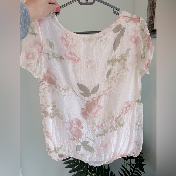 ELENA BALDI 100% Silk Womens Floral Blouse Size S - Made in Italy - Picture 2 of 4